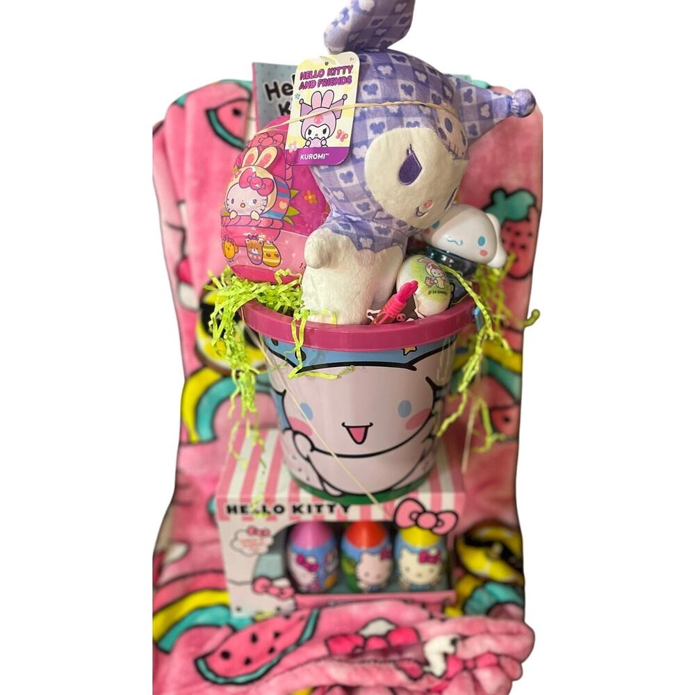 Hello kitty and friends Easter bundle 50 x70 tie-dye rainbow throw ,bowling set